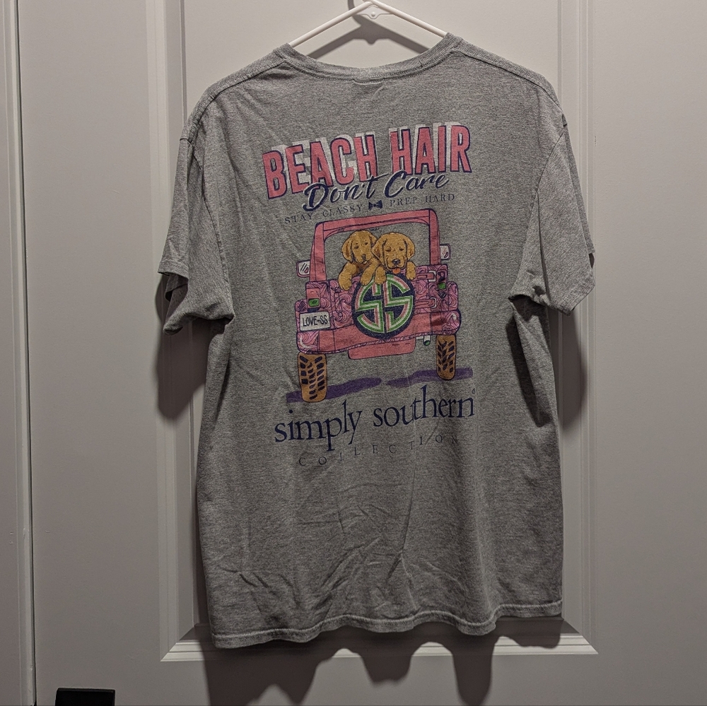 Simply Southern Gray Short Sleeve Tee with Dog Graphics